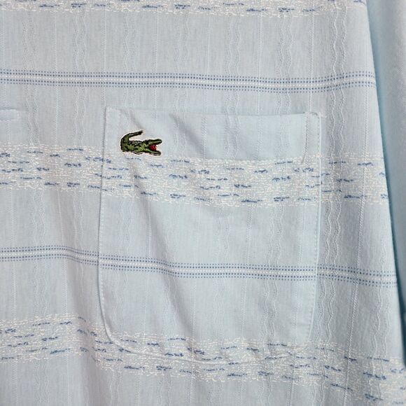 Lacoste Vintage Blue Polo Shirt Size 7 Made in France Logo Striped Short Sleeve - Picture 4 of 9